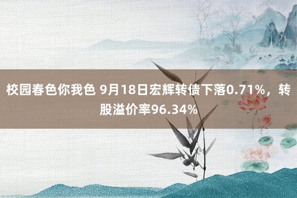 校园春色你我色 9月18日宏辉转债下落0.71%，转股溢价率96.34%