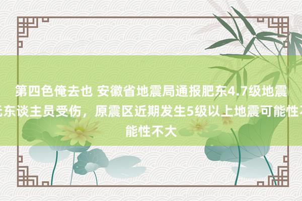 第四色俺去也 安徽省地震局通报肥东4.7级地震：无东谈主员受伤，原震区近期发生5级以上地震可能性不大