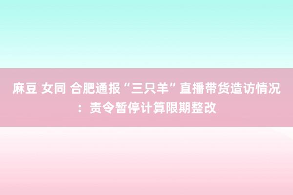 麻豆 女同 合肥通报“三只羊”直播带货造访情况：责令暂停计算限期整改