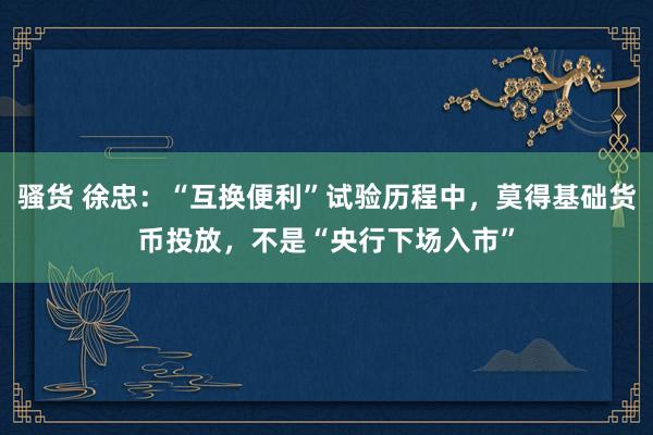 骚货 徐忠：“互换便利”试验历程中，莫得基础货币投放，不是“央行下场入市”