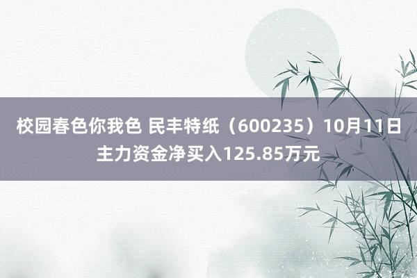 校园春色你我色 民丰特纸（600235）10月11日主力资金净买入125.85万元