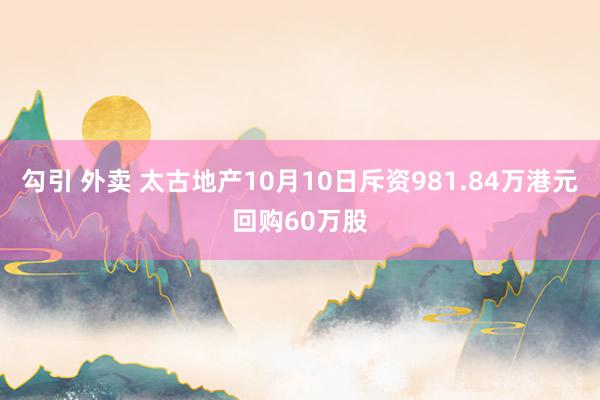 勾引 外卖 太古地产10月10日斥资981.84万港元回购60万股