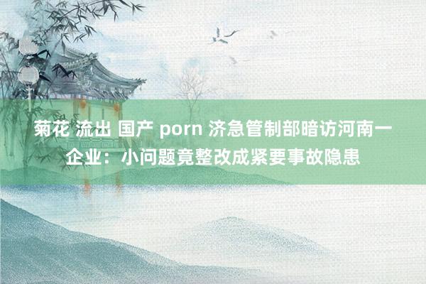 菊花 流出 国产 porn 济急管制部暗访河南一企业：小问题竟整改成紧要事故隐患