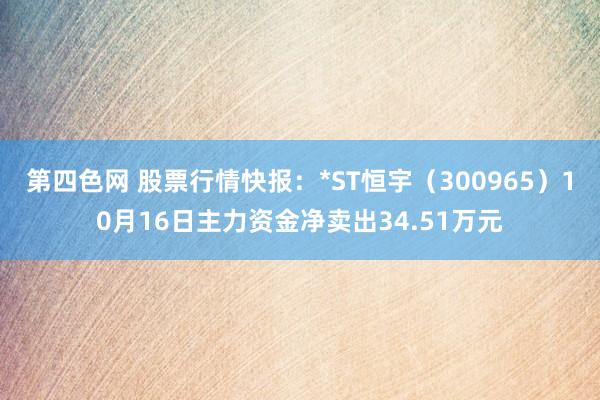 第四色网 股票行情快报：*ST恒宇（300965）10月16日主力资金净卖出34.51万元