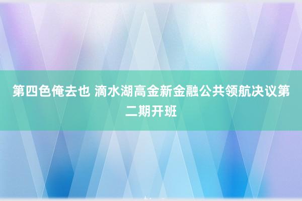 第四色俺去也 滴水湖高金新金融公共领航决议第二期开班