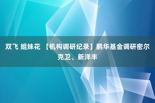 双飞 姐妹花 【机构调研纪录】鹏华基金调研密尔克卫、新洋丰