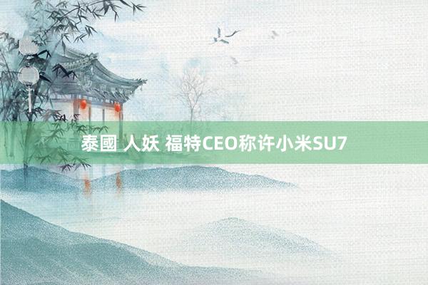 泰國 人妖 福特CEO称许小米SU7