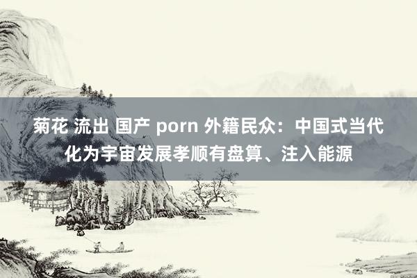 菊花 流出 国产 porn 外籍民众：中国式当代化为宇宙发展孝顺有盘算、注入能源