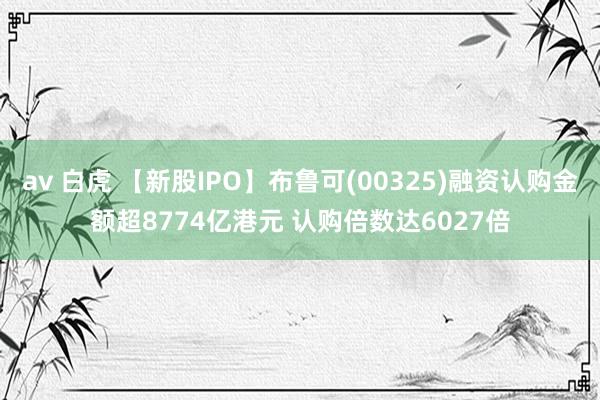 av 白虎 【新股IPO】布鲁可(00325)融资认购金额超8774亿港元 认购倍数达6027倍