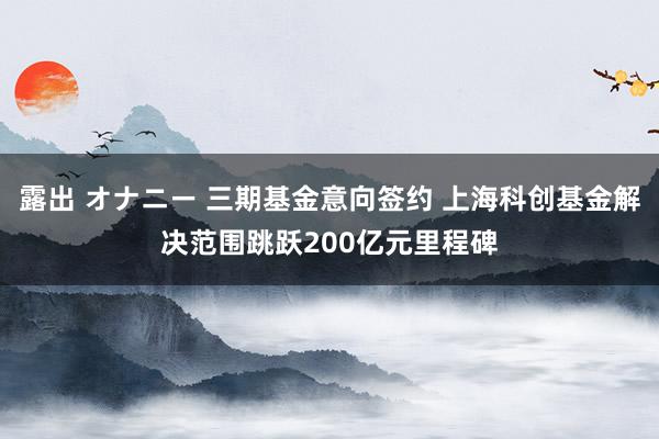 露出 オナニー 三期基金意向签约 上海科创基金解决范围跳跃200亿元里程碑