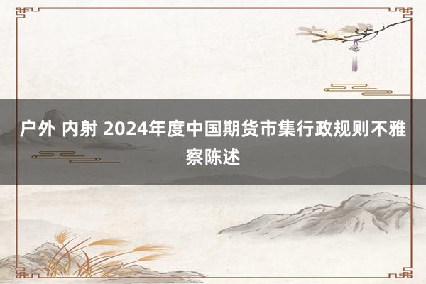 户外 内射 2024年度中国期货市集行政规则不雅察陈述